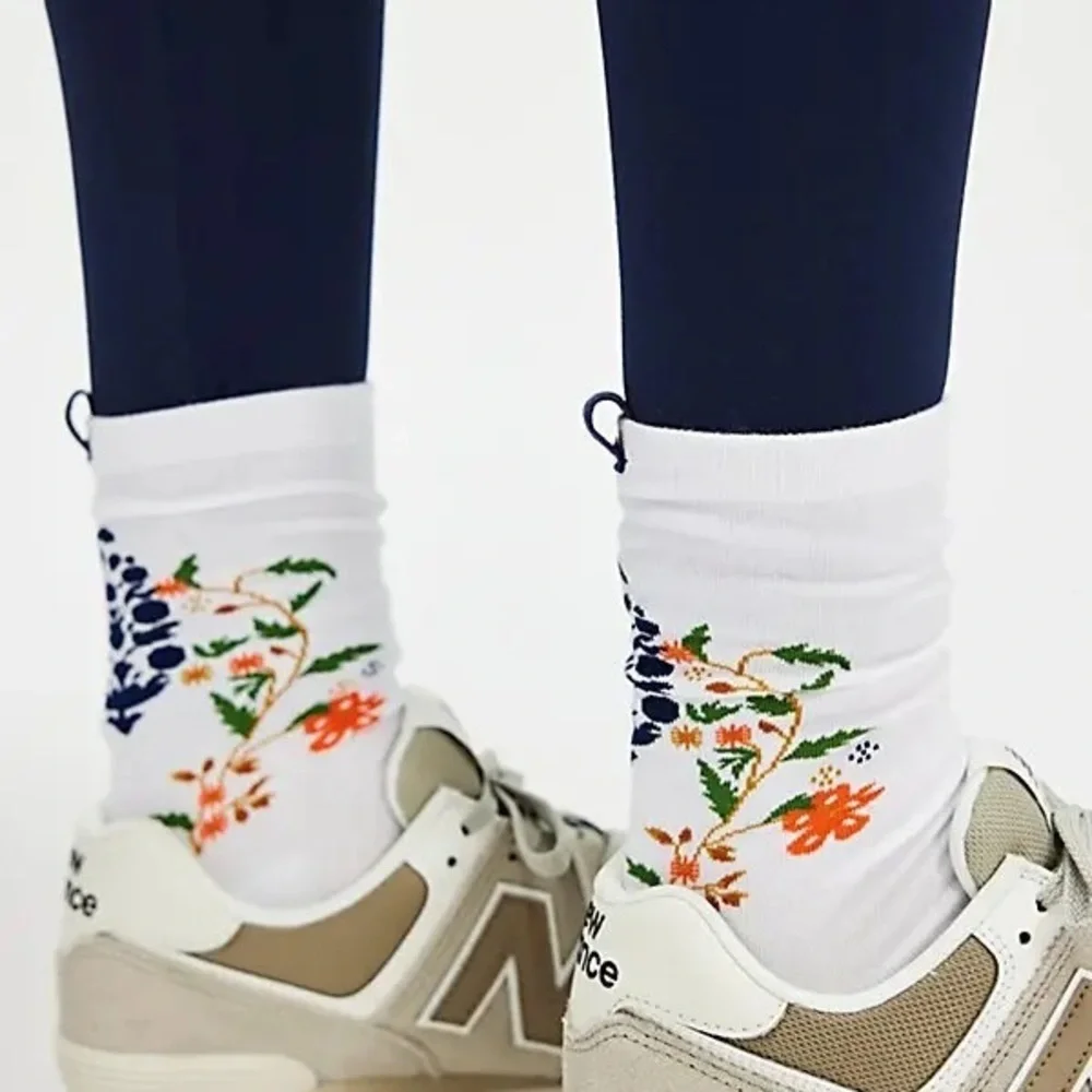 Free People Movement Floral Forest Floral Patterned White Socks New